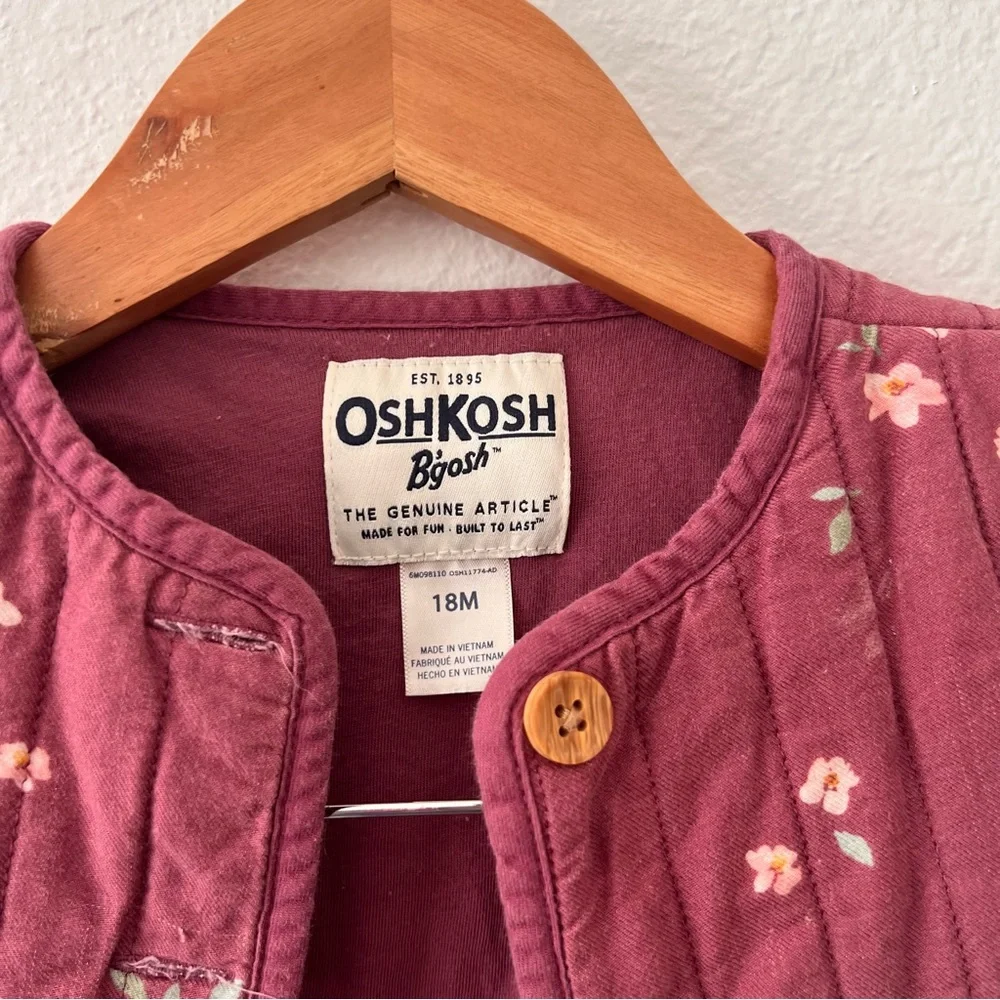 OshKosh B'gosh Mauve Pink Floral Boho Quilted Jacket Sz 18M